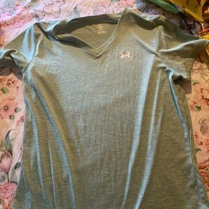 Under Armour Heather Sage V-Neck Performance Short Sleeve Tee Size Large